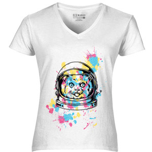 Kaos Abstract Astronaut Cat