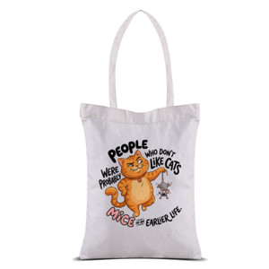 Tas Tote Tote Bag Kanvas Kucing Lucu People Dislike Cats