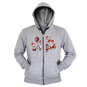 Hoodie Zipper Santa Claus Christmas Cute Cartoon
