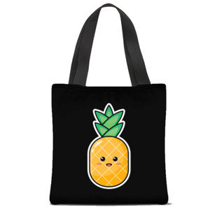 Tas Tote Fullprint Karakter Kartun Buah Nanas Wajah Tersenyum