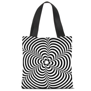 Tas Tote Fullprint Hitam putih