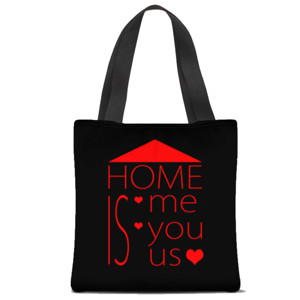 Tas Tote Fullprint HOME is Me You Us T-Shirt Design by Octerson