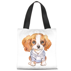 Tas Tote Fullprint Watercolor Puppies Cute