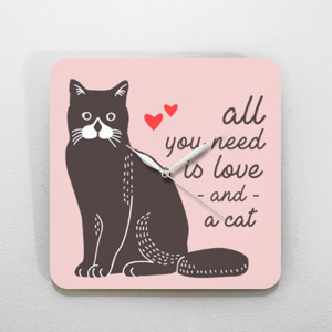 Jam Dinding ALL YOU NEED IS LOVE AND A CAT