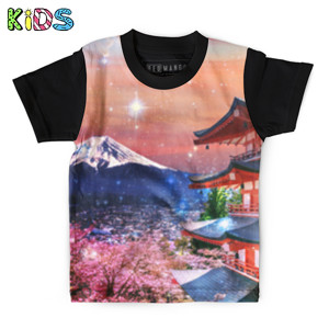 Kaos Anak Full-Print Mount Fuji at Night - Gunung Fuji di Malam Hari 