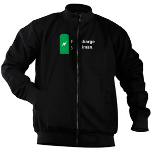 Jaket Bomber hitam full charge your iman