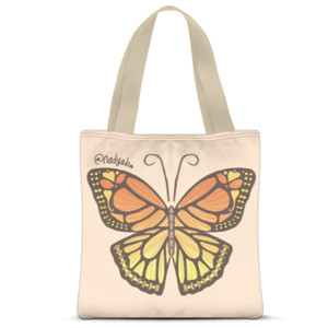 Tas Tote Fullprint Orange Butterfly