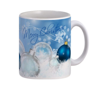 Mug Merry Christmas Blue Ornament