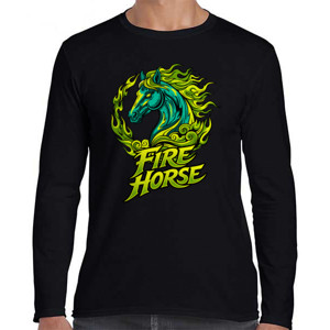 Kaos Fire Horse T-Shirt | Flaming Horse Artwork | Stree