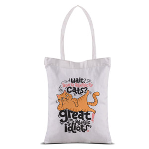 Tas Tote Tote Bag Kanvas Kucing Allergic To Idiots