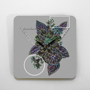 Jam Dinding Jam dinding kayu bunga fullprint