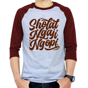 Kaos Raglan Sholat Ngaji Ngopi saja