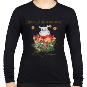 Kaos I Want A Hippopotamus for Christmas-Kuda Nil Lucu