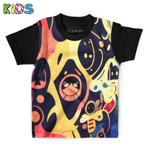 Kaos Anak Full-Print Abstrak Warna 3