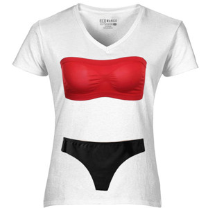 Kaos Bikini Hitam Bra Merah