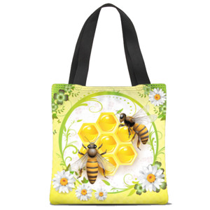 Tas Tote Fullprint HAPPY BEE AND HONEY