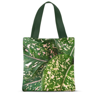 Tas Tote Fullprint Tanaman Hijau Merah Muda