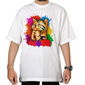 Kaos Oversize Kucing Lucu Warna Warni Posisi Berdoa