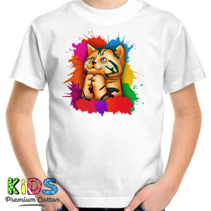 Kaos Kucing Lucu Warna Warni Posisi Berdoa