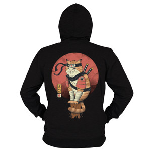 Hoodie Zipper Samurai Cat