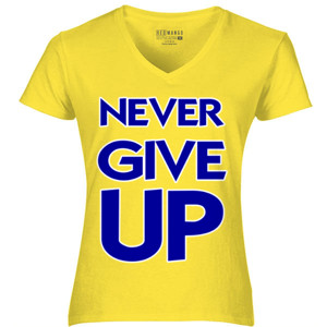 Kaos NEVER GIVE UP BIRU