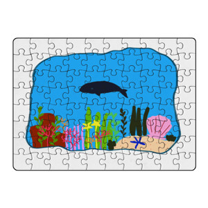 Puzzle Silhouette whale puzzle with white frame
