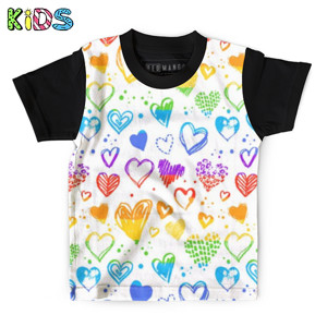 Kaos Anak Full-Print Baju Kaos Anak valentine grunge hearts