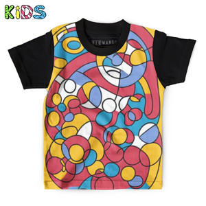 Kaos Anak Full-Print Garis Abstrak 9
