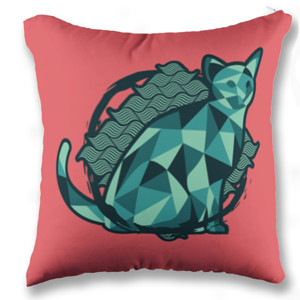 Bantal Geometric Watery Color Cat