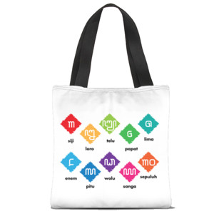 Tas Tote Fullprint Tote Angka Jawa