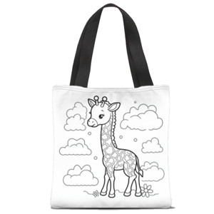 Tas Tote Fullprint Totebag coloring giraffe with cloud