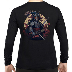 Kaos Japanese samurai warrior with dragon vector illust