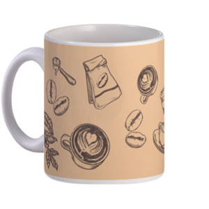 Mug drinks coffee
