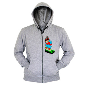 Hoodie Zipper Skateboard Dog