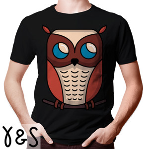 Kaos burung hantu lucu di atas dahan