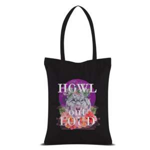 Tas Tote Howl Out Loud, Wolf on purple moon