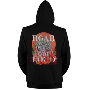 Jaket Hoodie Roar Out Loud, Tiger on orange moon