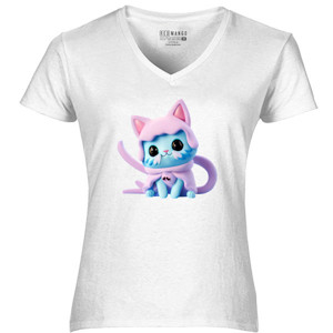 Kaos Kucing Biru Hoodie Pink