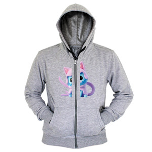 Hoodie Zipper Kucing Biru Hoodie Pink