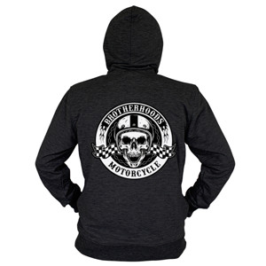 Hoodie Zipper oblong pria wanita remaja club motor tengkorak