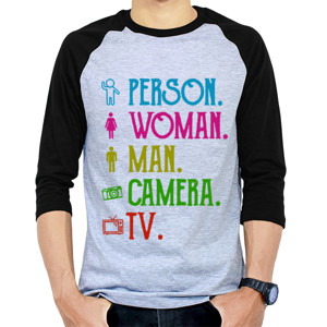 Kaos Raglan person women camera man