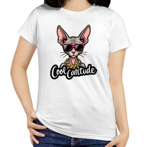 Kaos Kaos Unisex Kucing Sphynx Cool Catitude Keren