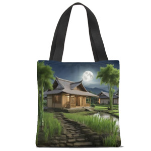 Tas Tote Fullprint Bamboo house