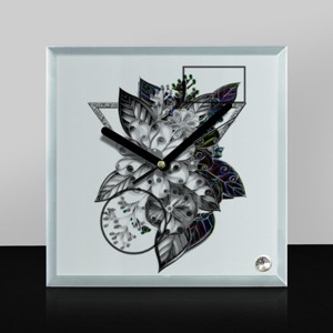 Jam Meja Jam meja persegi motif bunga