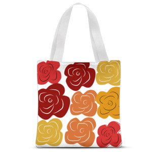 Tas Tote Fullprint Motif mawar