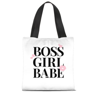 Tas Tote Fullprint Tas Tote Bag  Putih Boss Girl