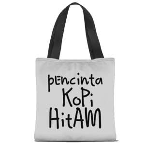 Tas Tote Fullprint kopi, kaos kopi, pencinta kopi hitam