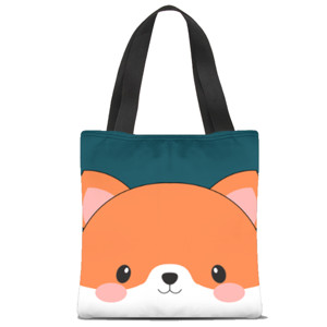 Tas Tote Fullprint Serigala yang lucu