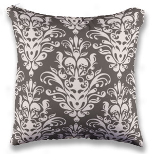Bantal Pola Damask Abu-Abu