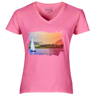 Kaos Kaos Pemandangan Alam - Perahu Layar di Danau